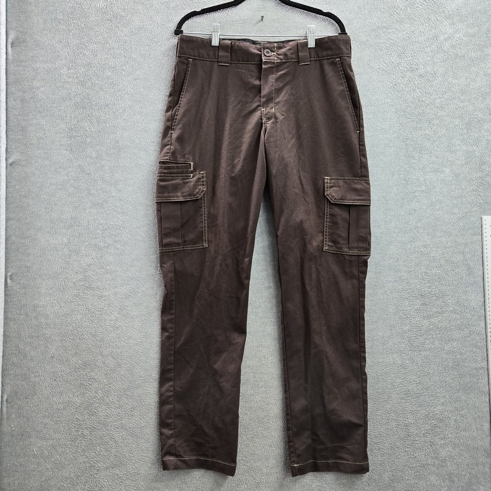 Dickies Men Pants 33X32 Brown‎ Cargo Twill Gorpcore Button 30" Inseam Outdoor